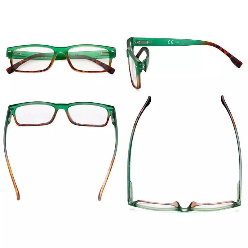 eyekeeper.com 4 Pack Small Rectangle Reading Glasses Stylish Readers R108D Eyeglasses