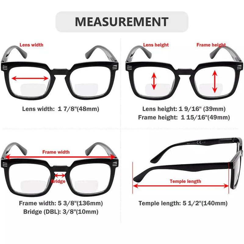 eyekeeper.com 4 Pack Square Bifocal Reading Glasses BR2104 Eyeglasses