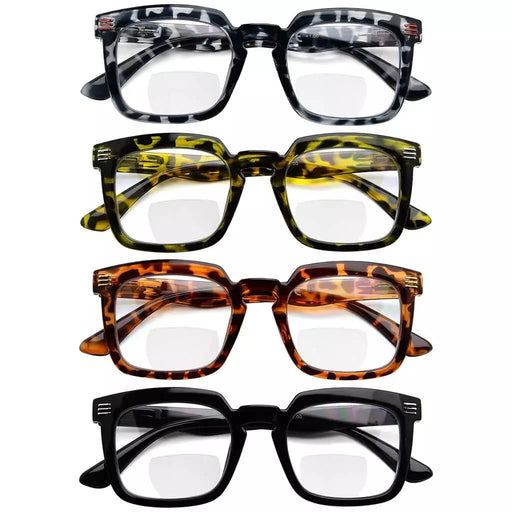 eyekeeper.com 4 Pack Square Bifocal Reading Glasses BR2104 Eyeglasses