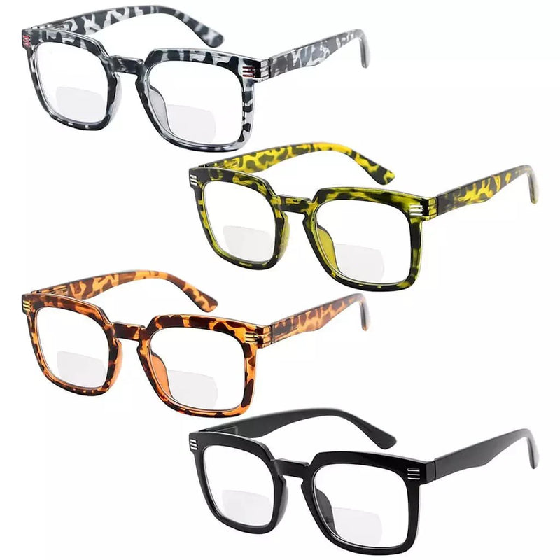 eyekeeper.com 4 Pack Square Bifocal Reading Glasses BR2104 Eyeglasses