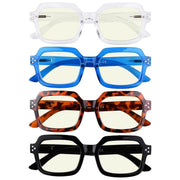 eyekeeper.com 4 Pack Square Blue Light Filter Readers UVR2130 Eyeglasses