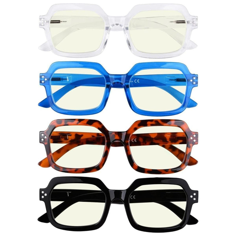 eyekeeper.com 4 Pack Square Blue Light Filter Readers UVR2130 Eyeglasses
