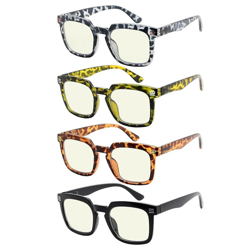 eyekeeper.com 4 Pack Square Blue Light Filter Readers UV2104 Eyeglasses
