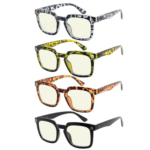eyekeeper.com 4 Pack Square Blue Light Filter Readers UV2104 Eyeglasses