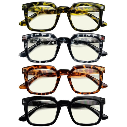 eyekeeper.com 4 Pack Square Blue Light Filter Readers UV2104 Eyeglasses