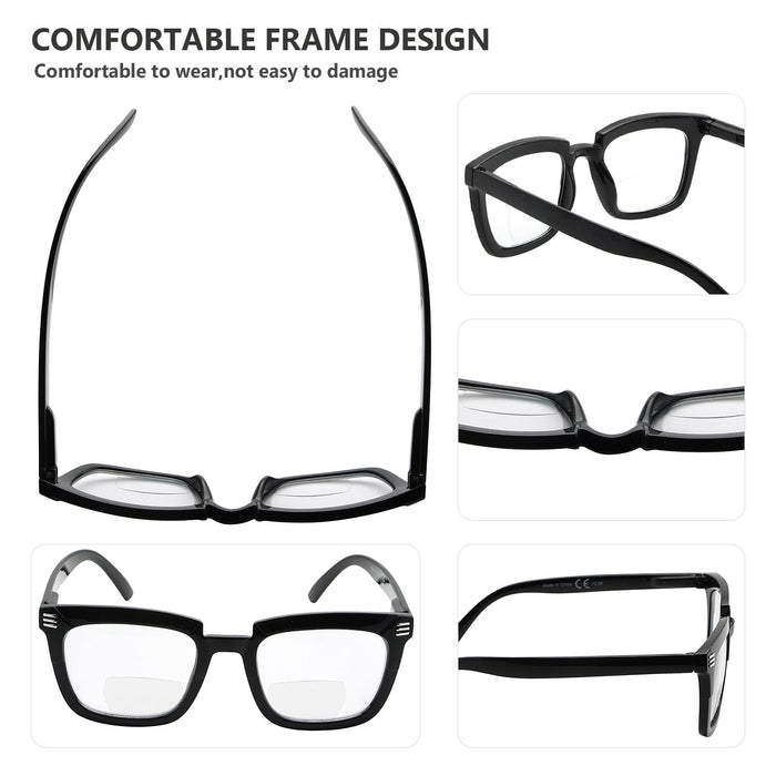 Eyekeeper - 4 Pack Stylish Rectangle Bifocal Reading Glasses Br2109