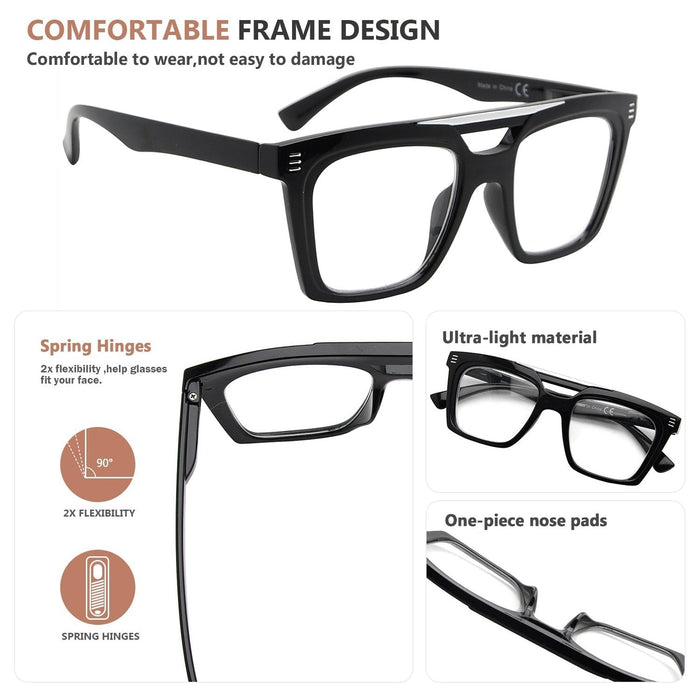 Eyekeeper - 4 Pack Square Reading Glasses R2034