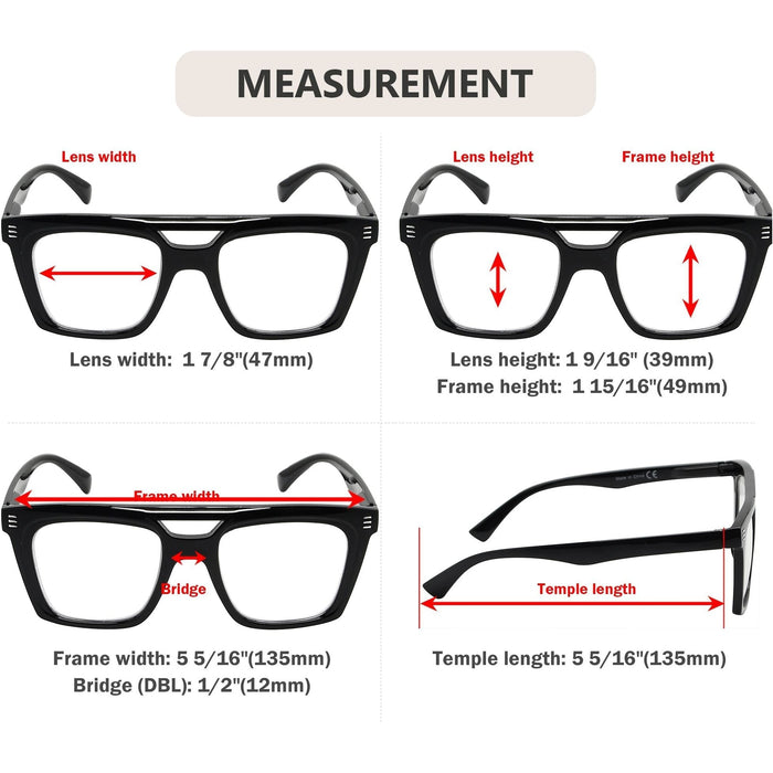 Eyekeeper - 4 Pack Square Reading Glasses R2034