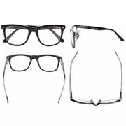 eyekeeper.com 4 Pack Square Large Lenses Reading Glasses Spring-Hinges Readers R080 Eyeglasses