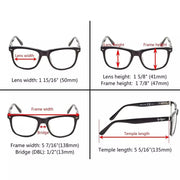 eyekeeper.com 4 Pack Square Large Lenses Reading Glasses Spring-Hinges Readers R080 Eyeglasses