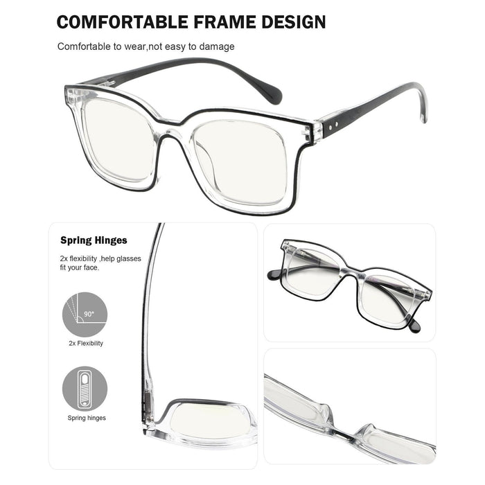 Eyekeeper - 4 Pack Square Progressive Multifocus Reading Glasses M2105