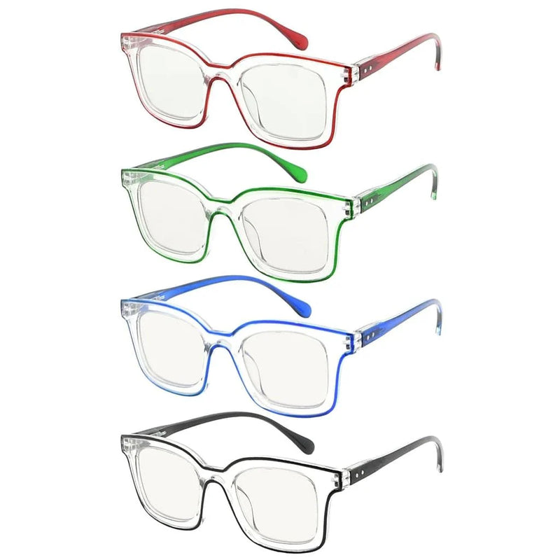eyekeeper.com 4 Pack Square Progressive Multifocus Reading Glasses M2105 Eyeglasses