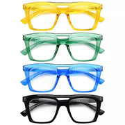 eyekeeper.com 4 Pack Square Reading Glasses Double Bridge Readers R2034 Eyeglasses