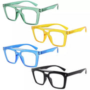 eyekeeper.com 4 Pack Square Reading Glasses Double Bridge Readers R2034 Eyeglasses
