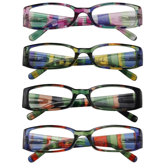 Eyekeeper - 4 Pack Stripe Pattern Stylish Reading Glasses R040S