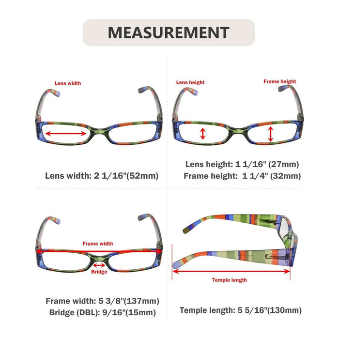 Eyekeeper - 4 Pack Stripe Pattern Stylish Reading Glasses R040S