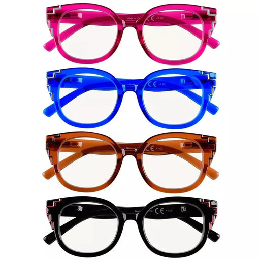 eyekeeper.com 4 Pack Striped Decorative Progressive Multifocus Reading Glasses M2119 Eyeglasses