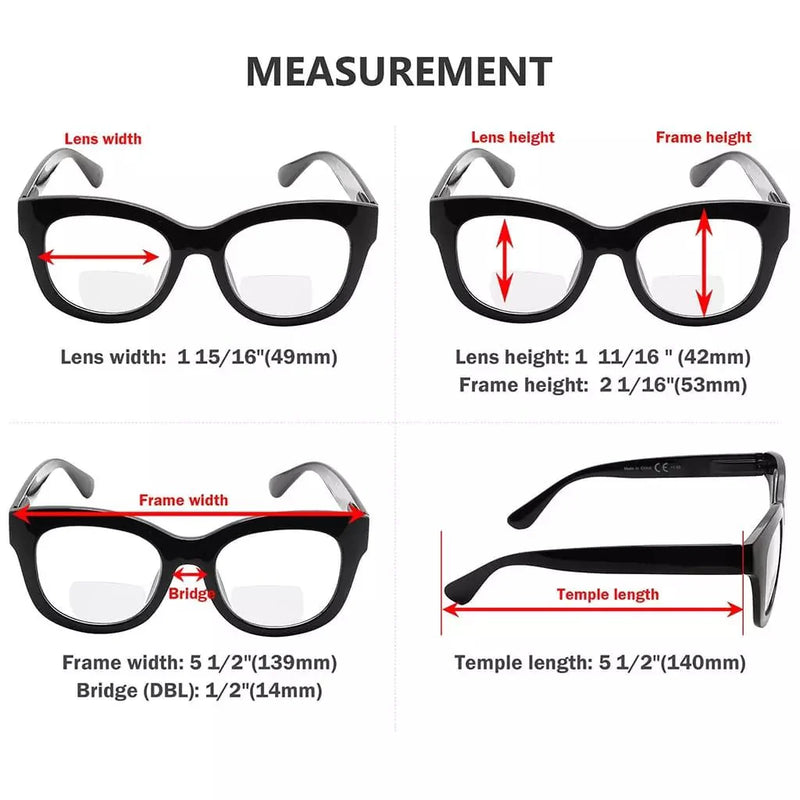 eyekeeper.com 4 Pack Bifocal Reading Glasses Oversized Square Readers BR1555 Eyeglasses