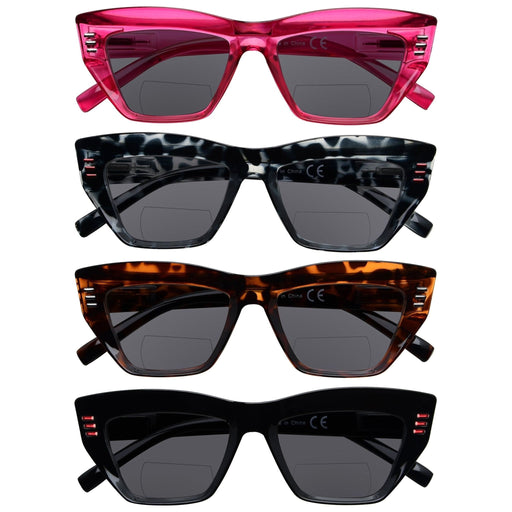 Eyekeeper  - 4 Pack Cat-eye Thicker Frame Bifocal Reading Sunglasses SBR2017