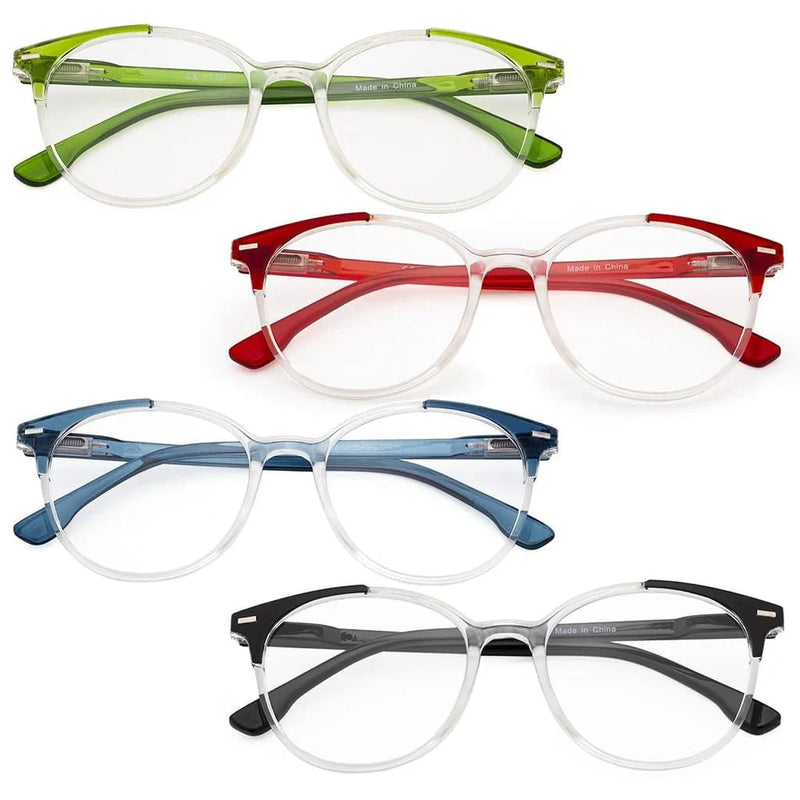 eyekeeper.com 4 Pack Stylish Design Round Ladies Reading Glasses R9002C Eyeglasses