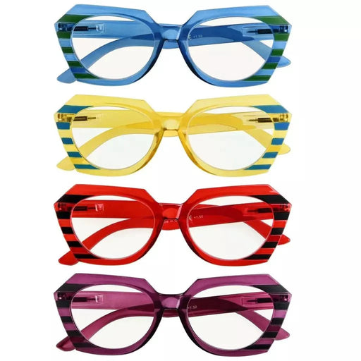 eyekeeper.com 4 Pack Stylish Polygon Progressive Multifocus Readers M2135 Eyeglasses