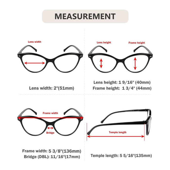 Eyekeeper - 4 Pack Stylish Reading Glasses Cat-Eye Readers R9112