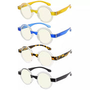 eyekeeper.com 4 Pack Stylish Round Blue Light Filter Readers UVR2007T Eyeglasses