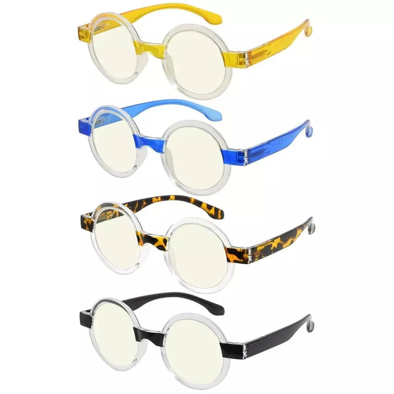eyekeeper.com 4 Pack Stylish Round Blue Light Filter Readers UVR2007T Eyeglasses