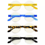 eyekeeper.com 4 Pack Stylish Round Blue Light Filter Readers UVR2007T Eyeglasses