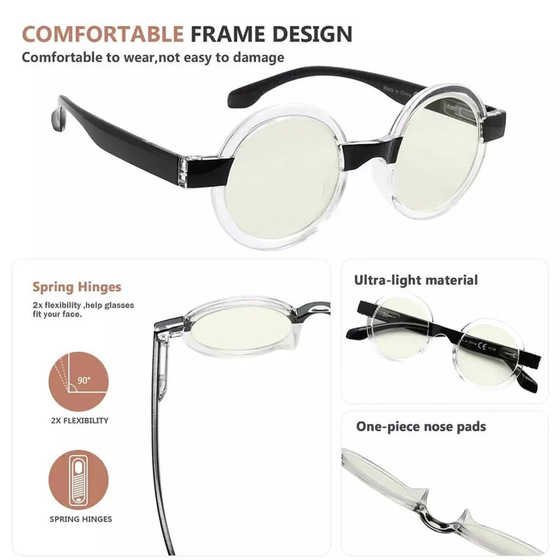 eyekeeper.com 4 Pack Stylish Round Blue Light Filter Readers UVR2007T Eyeglasses