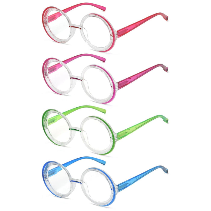 Eyekeeper - 4 Pack Stylish Round Design Reading Glasses R2005C