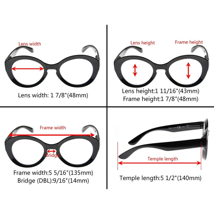 Eyekeeper - 4 Pack Thicker Frame Round Reading Glasses R2004