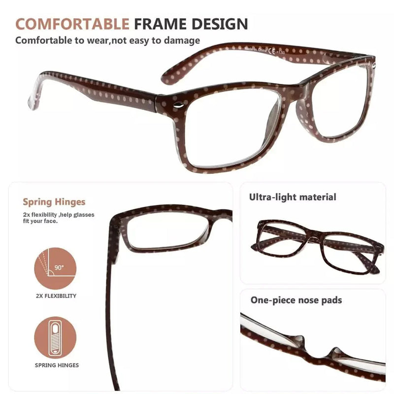 eyekeeper.com 4 Pack Stylish Rrectangle Polka Dots Reading Glasses R075P Eyeglasses