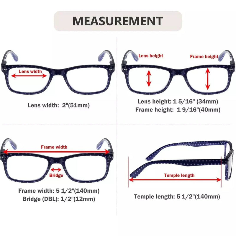 eyekeeper.com 4 Pack Stylish Rrectangle Polka Dots Reading Glasses R075P Eyeglasses