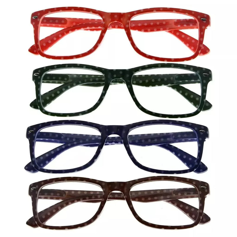 eyekeeper.com 4 Pack Stylish Rrectangle Polka Dots Reading Glasses R075P Eyeglasses