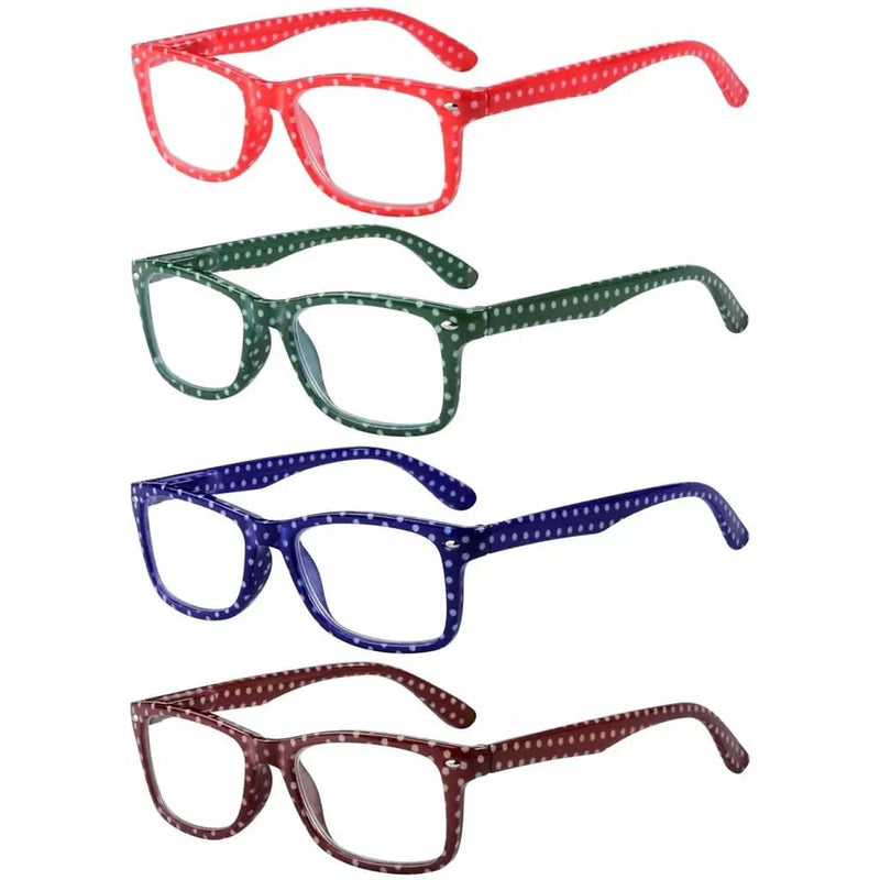 eyekeeper.com 4 Pack Stylish Rrectangle Polka Dots Reading Glasses R075P Eyeglasses