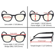 eyekeeper.com 4 Pack Stylish Square Blue Light Filter Readers UVR089 Eyeglasses