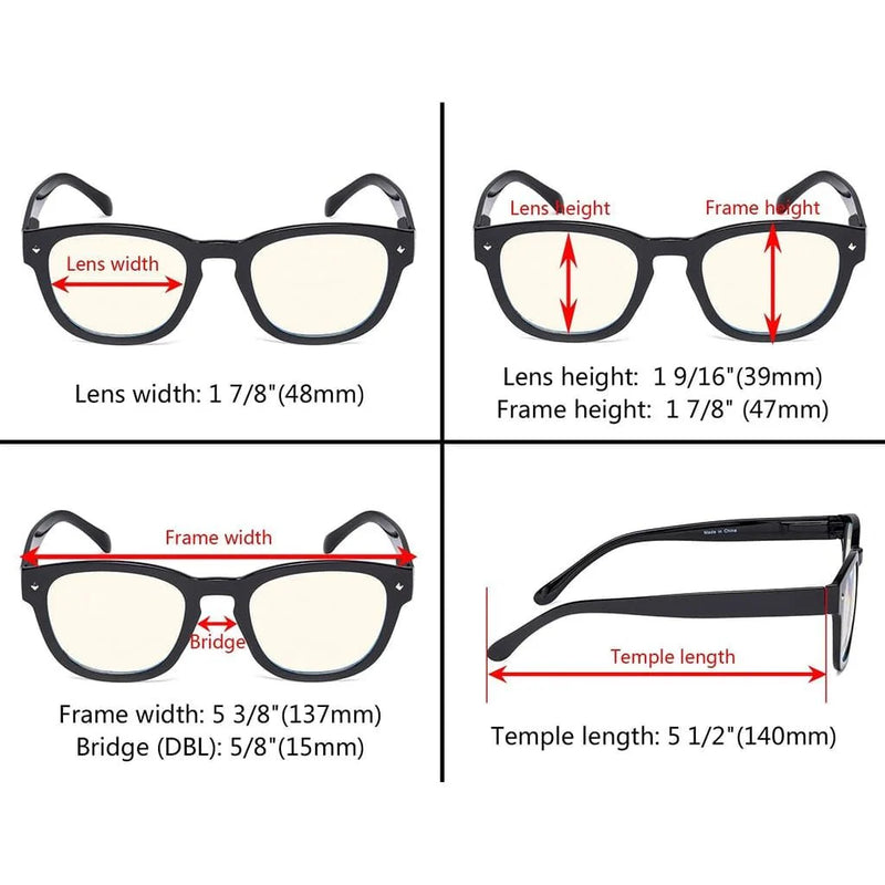 eyekeeper.com 4 Pack Stylish Square Blue Light Filter Readers UVR089 Eyeglasses