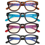 eyekeeper.com 4 Pack Stylish Square Blue Light Filter Readers UVR089 Eyeglasses