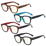 eyekeeper.com 4 Pack Stylish Square Blue Light Filter Readers UVR089 Eyeglasses