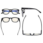 eyekeeper.com 4 Pack Stylish Square Blue Light Filter Readers UVR089 Eyeglasses