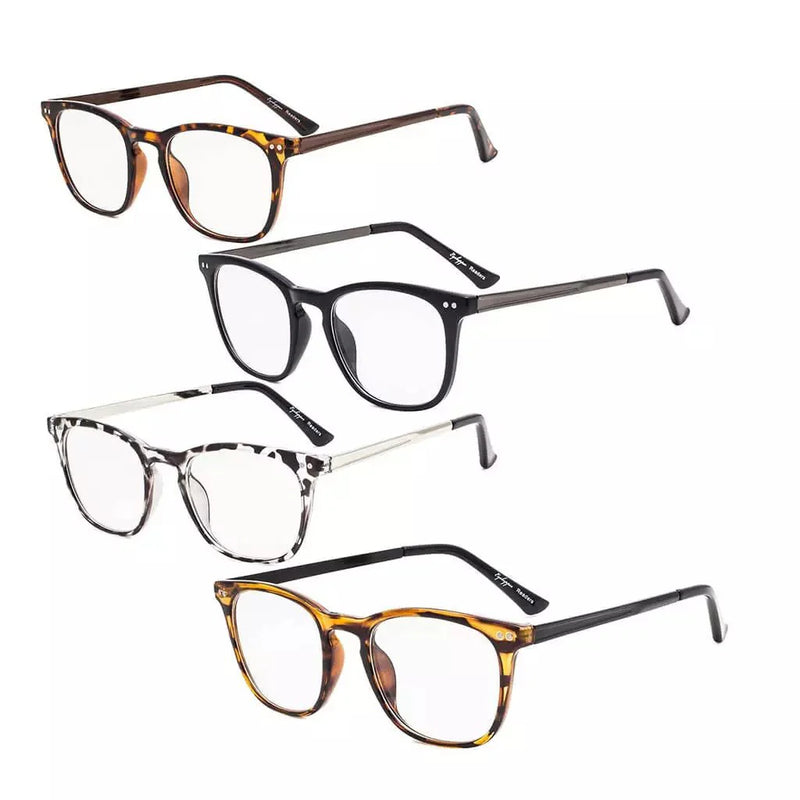 eyekeeper.com 4 Pack Stylish Square Reading Glasses Animal Print Readers RJ003 Eyeglasses