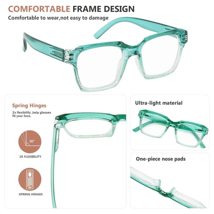 Eyekeeper - 4 Pack Stylish Square Reading Glasses R2024