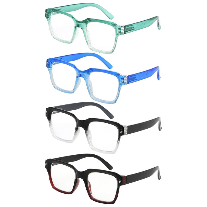 Eyekeeper - 4 Pack Stylish Square Reading Glasses R2024