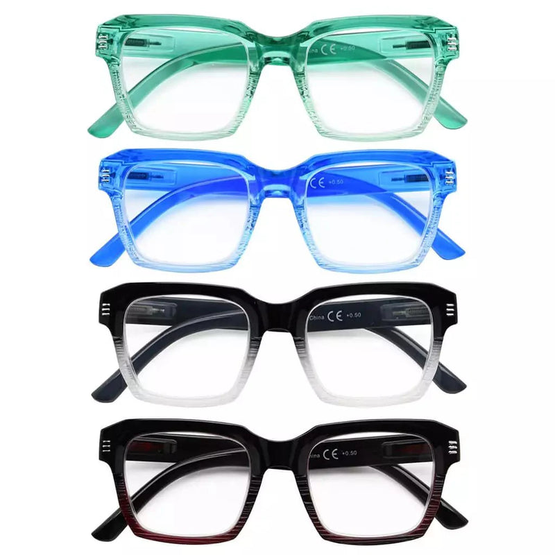 eyekeeper.com 4 Pack Stylish Square Reading Glasses R2024 Eyeglasses