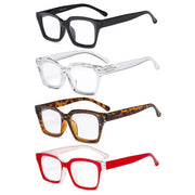 eyekeeper.com 4 Pack Stylish Square Reading Glasses Thicker Frame Readers R9106-A Eyeglasses