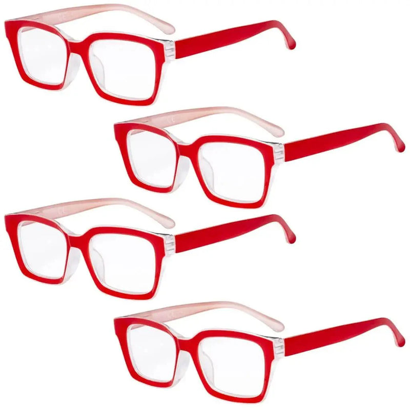 eyekeeper.com 4 Pack Stylish Square Reading Glasses Thicker Frame Readers R9106-A Eyeglasses