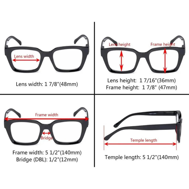 eyekeeper.com 4 Pack Stylish Square Reading Glasses Thicker Frame Readers R9106-A Eyeglasses
