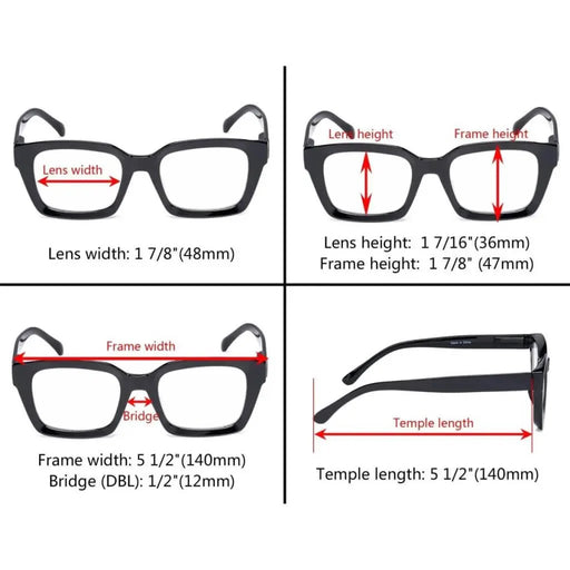 eyekeeper.com 4 Pack Stylish Square Reading Glasses Thicker Frame Readers R9106-A Eyeglasses