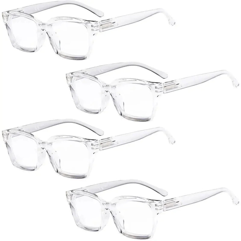 eyekeeper.com 4 Pack Stylish Square Reading Glasses Thicker Frame Readers R9106-A Eyeglasses